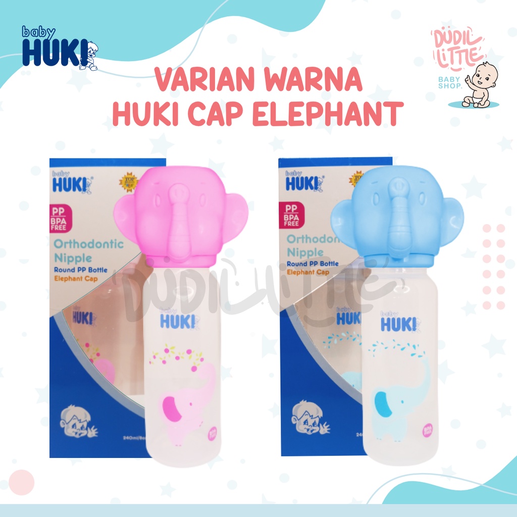 HUKI Botol Susu Orthodontic Silicone Nipple Cap Elephant - 240ml BPA Free 100% Garansi