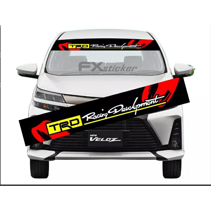 Stiker mobil kaca Depan TRD RACING with background hitam