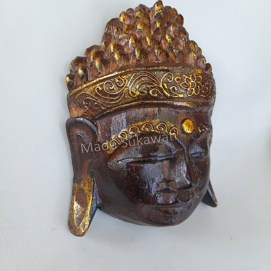 Hiasan dinding topeng budha kerajinan tangan handmade bali