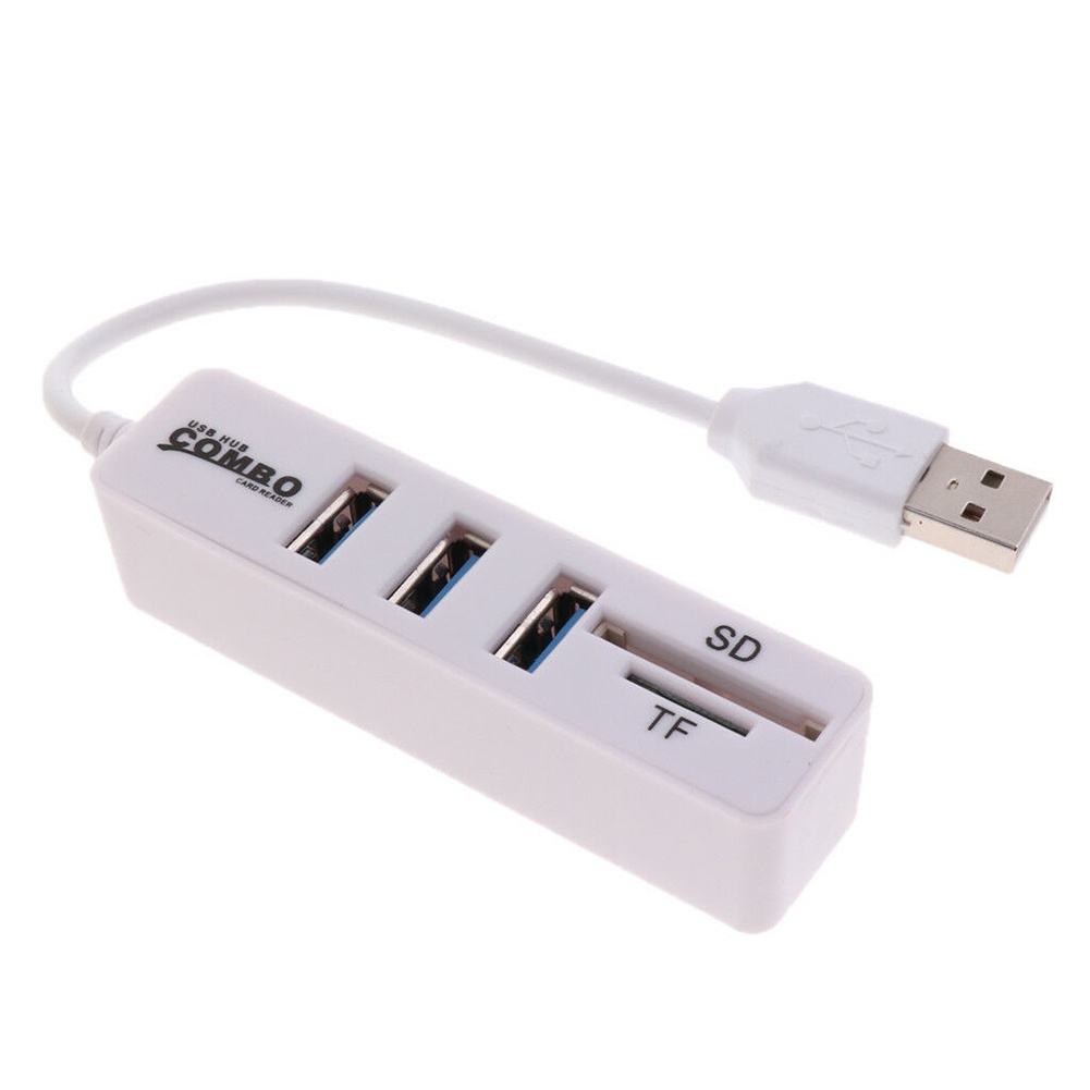 Hub Adapter Splitter 3 Port USB 2.0 SD / TF Card Reader Combo Untuk Komputer Laptop