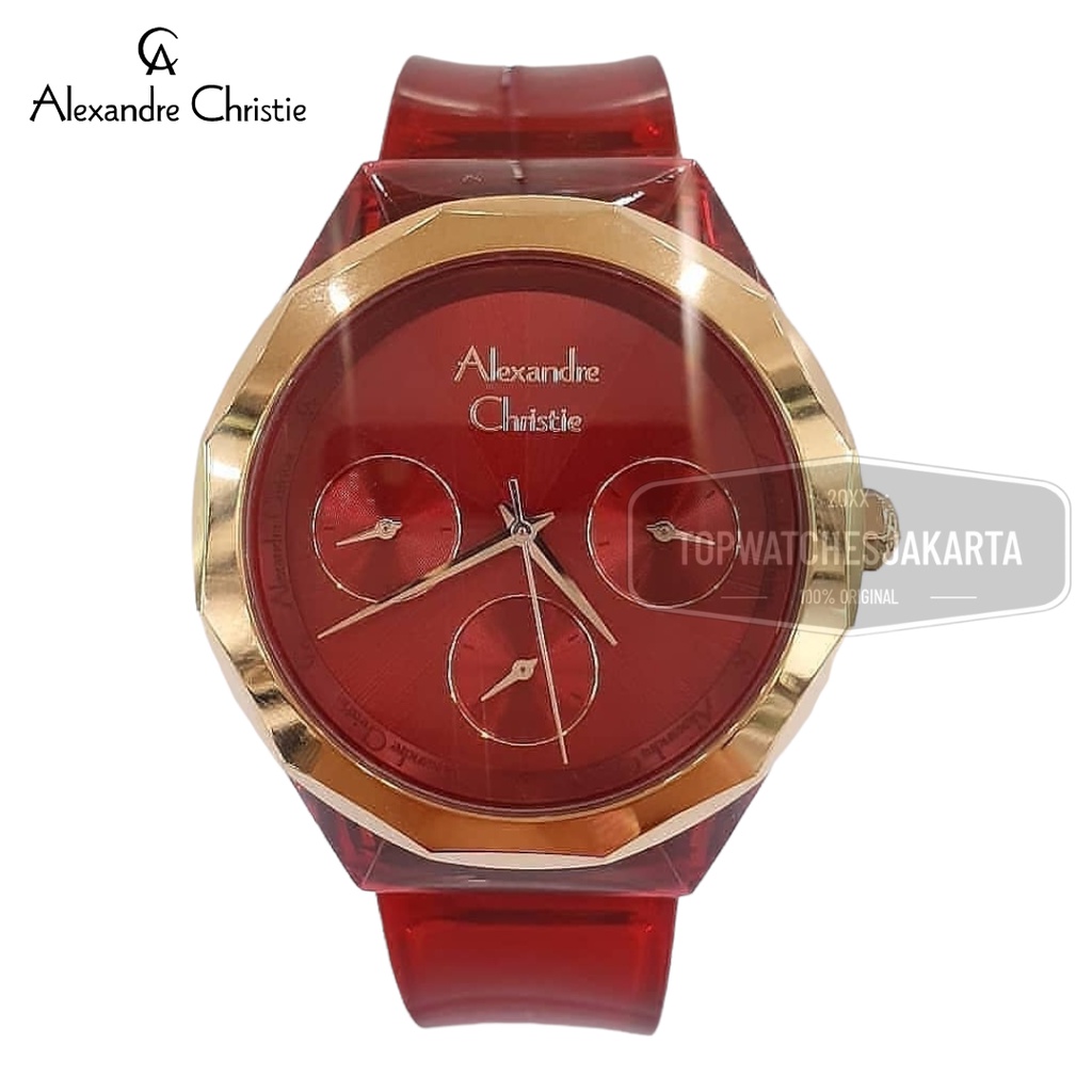 Alexandre Christie AC2808 Jam Tangan Wanita AC 2808 Red Rosegold
