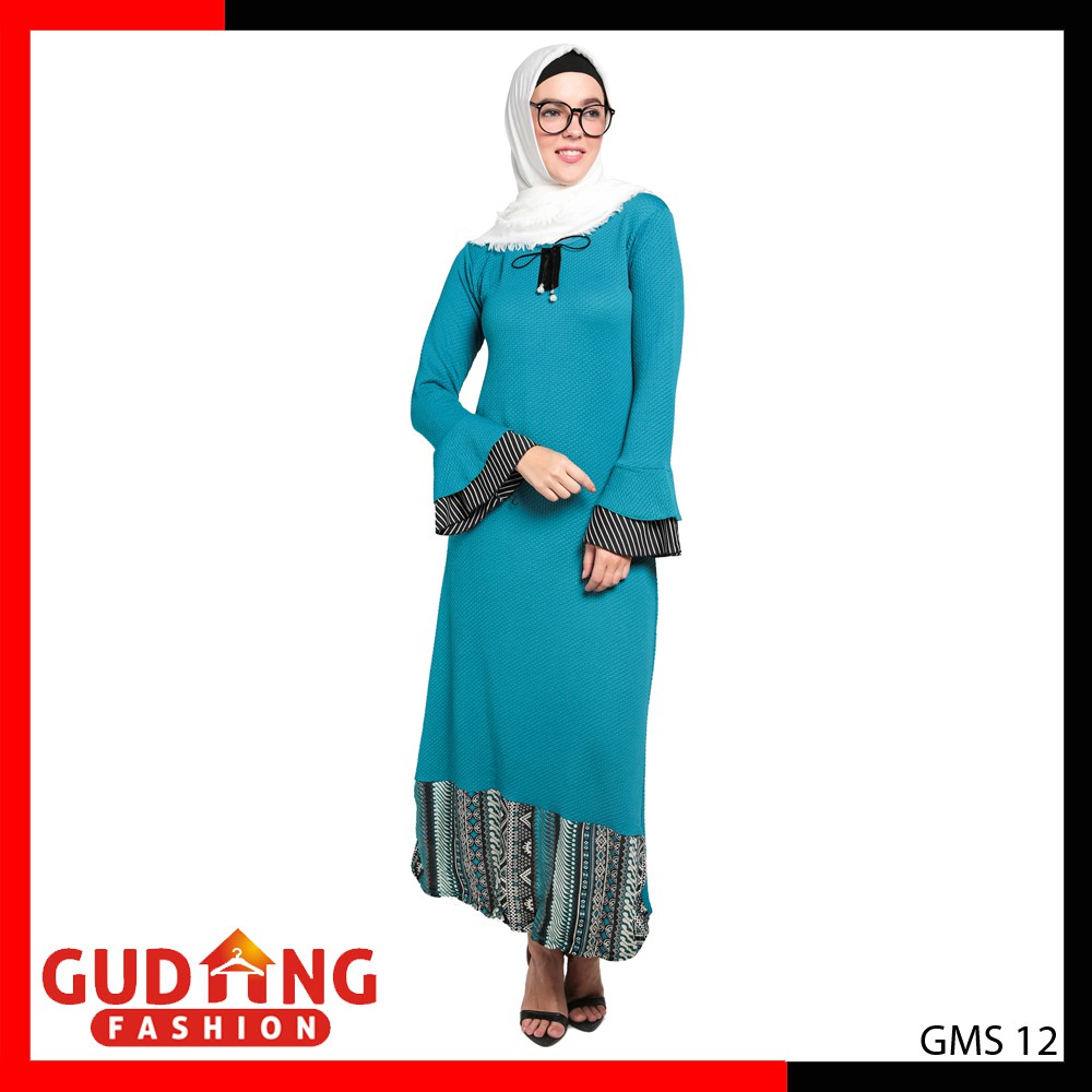 Gamis Motif Kombinasi / Busana Muslim / Baju Muslim / Gamis Pesta (GMS)