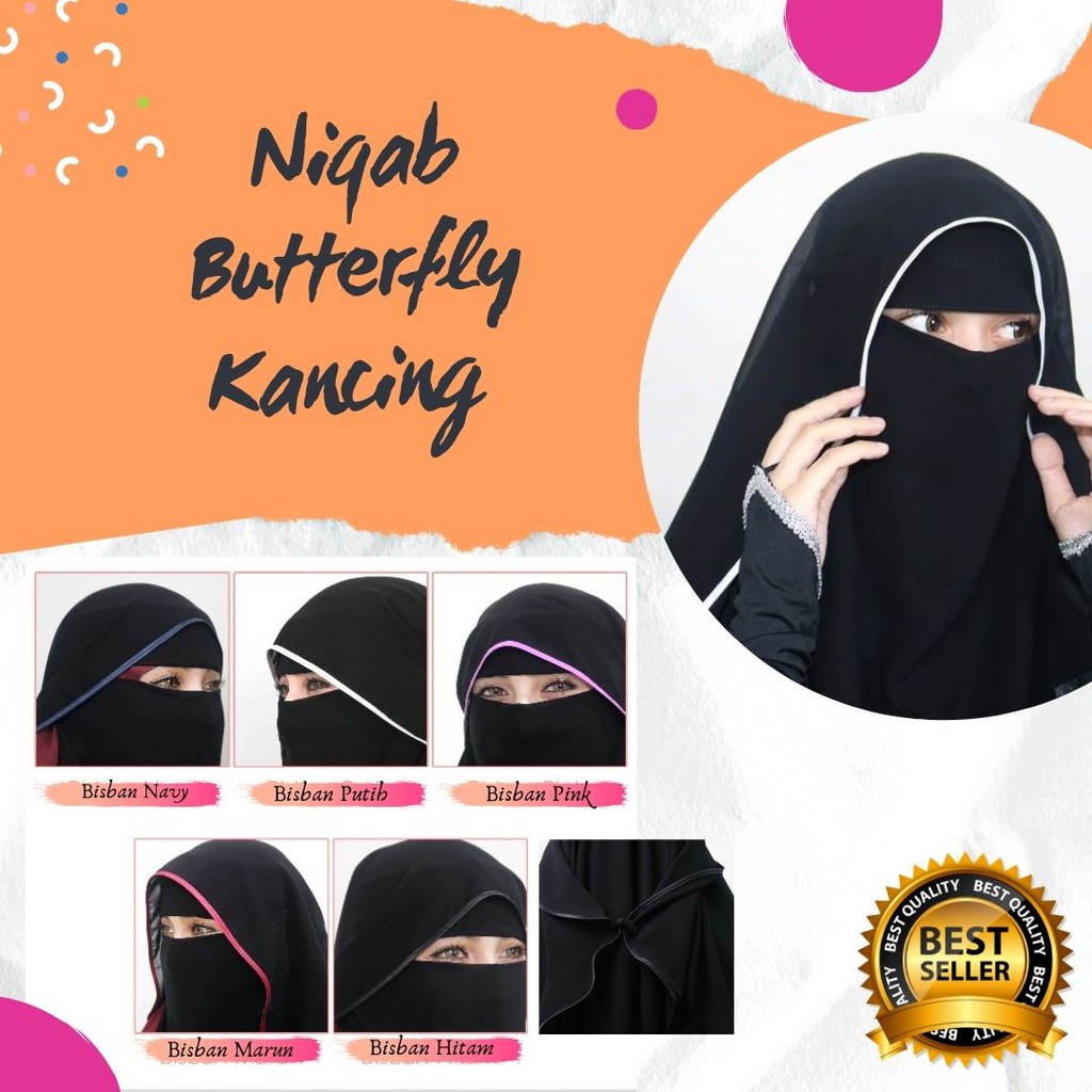 Niqab Butterfly Kancing 1 layer