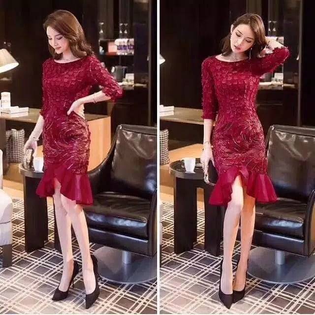 dress merah hidroponik garden vertikal indoor taman floral long sleeve motif texture rujak es cendol