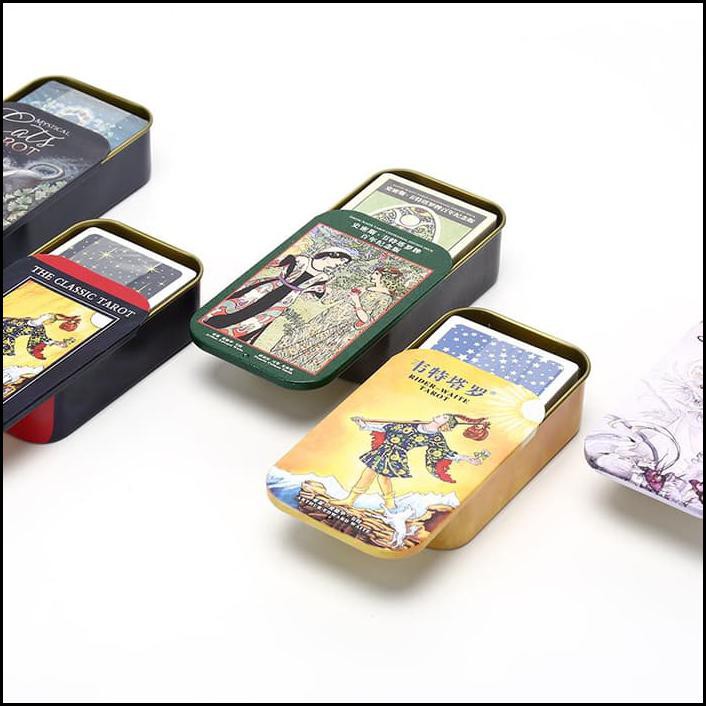 HOT PROMO MQ2ID SET KARTU TAROT MINI DENGAN KOTAK METAL UNTUK MERAMAL MAINAN BERKUALITAS
