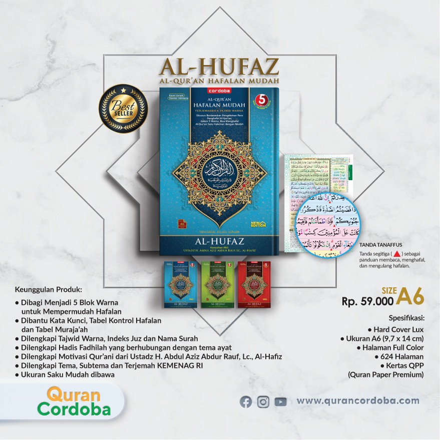 Al Quran Hafalan Cordoba AL HUFAZ Ukuran Kecil A6 ,Alquran Hufaz Terjemah Tajwid
