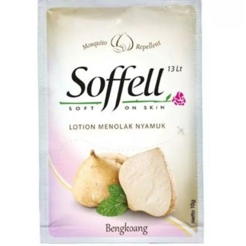 soffell sachet bengkoang lotion anti nyamuk 12 sachet x 10 g