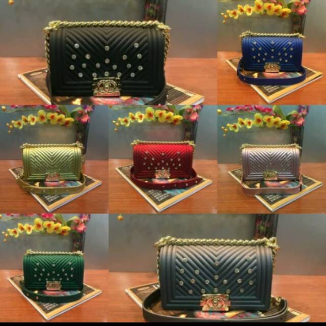 TAS PESTA JELLY motifCHANEL SWAROVSKI CANTIK ELEGAN
