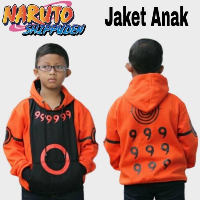 Jaket Anak Anime Naruto Kyubi Oren Hoodie