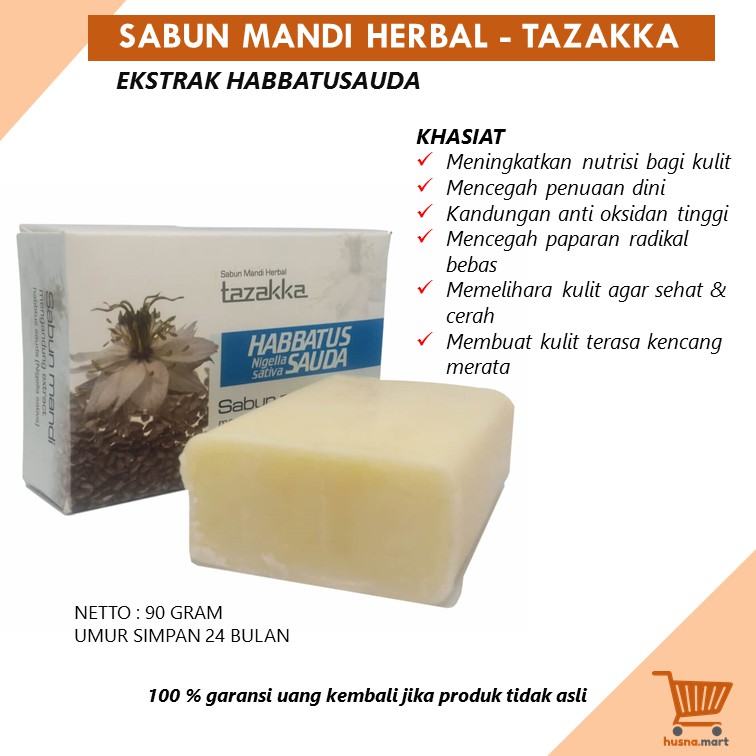 Habbatussauda Ekstrak Sabun Mandi Herbal Batang Mencerahkan Kulit Herbal Tazakka 90 gr Body Wash