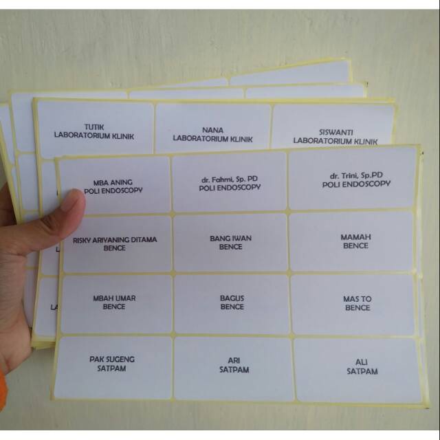 jasa cetak label nama undangan/ label undangan /stiker nama + ketik