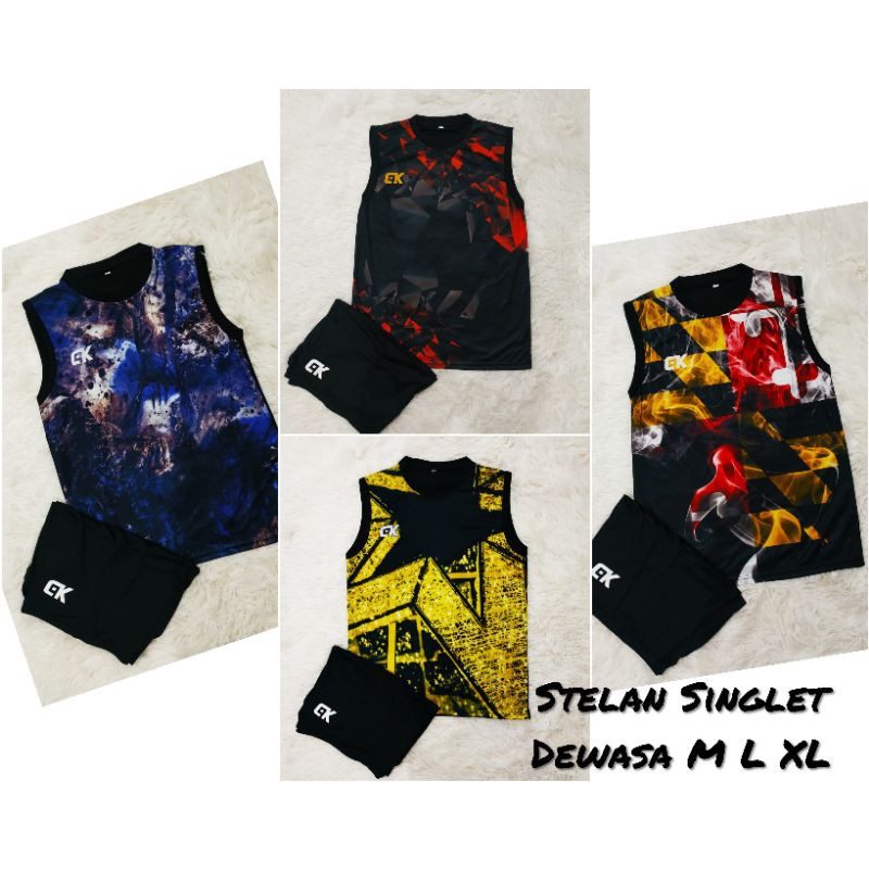 1set Pakaian Olahraga Dewasa/Singlet Printing/Singlet Futsal/Singlet Voli/kaos Singlet badminton