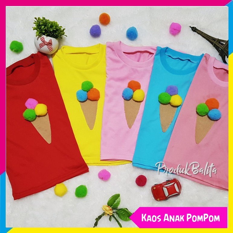 Kaos Anak Perempuan Lengan Pendek Motif Ice Cream Lucu Size 0-2 Tahun Branded Murah