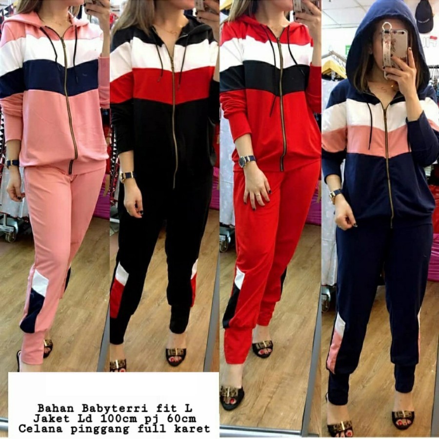 MTF Setelan Jaket Hoodie Wanita Murah Tone Silvana