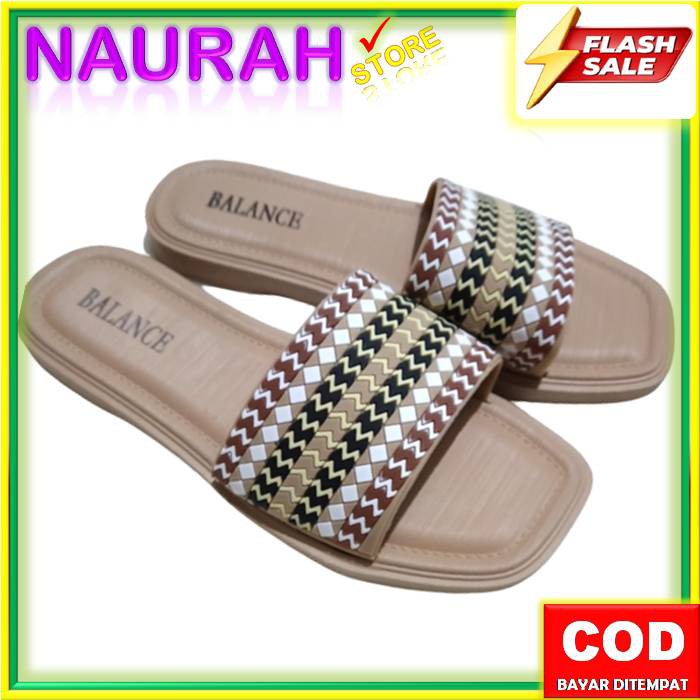 SANDAL WANITA BALANCE 1213 10 SLOP ETNIK ORIGINAL RUBBER EMPUK LENTUR CANTIK NICE BLC 1213-10