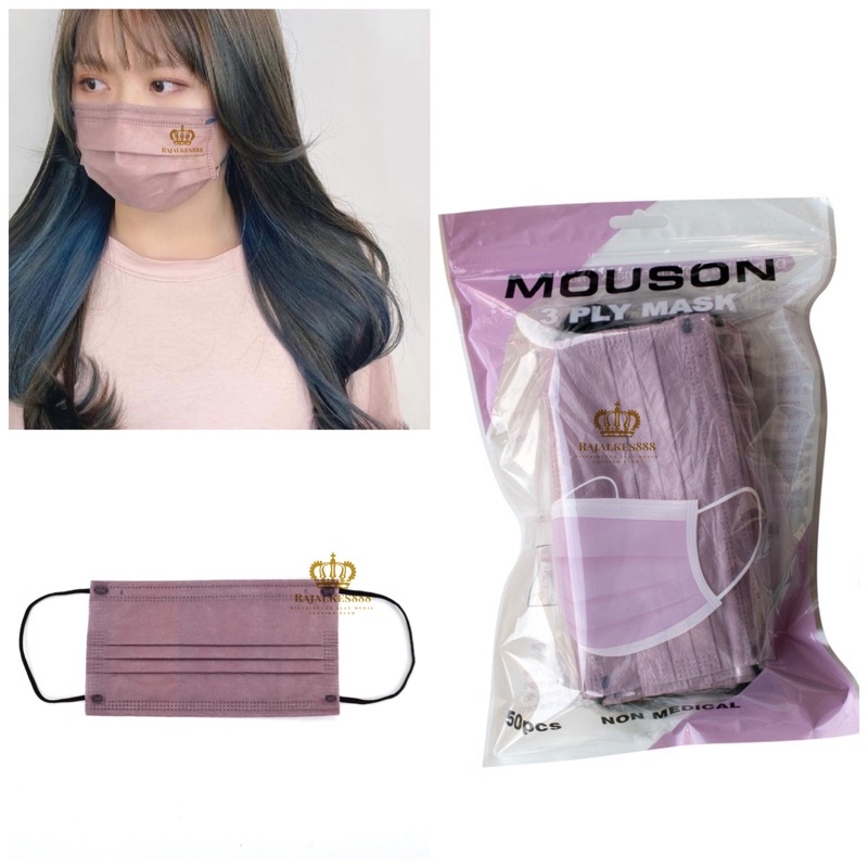 Masker Mouson 3 Ply Premium 50 Pcs Earloop Face mask 3Ply Original