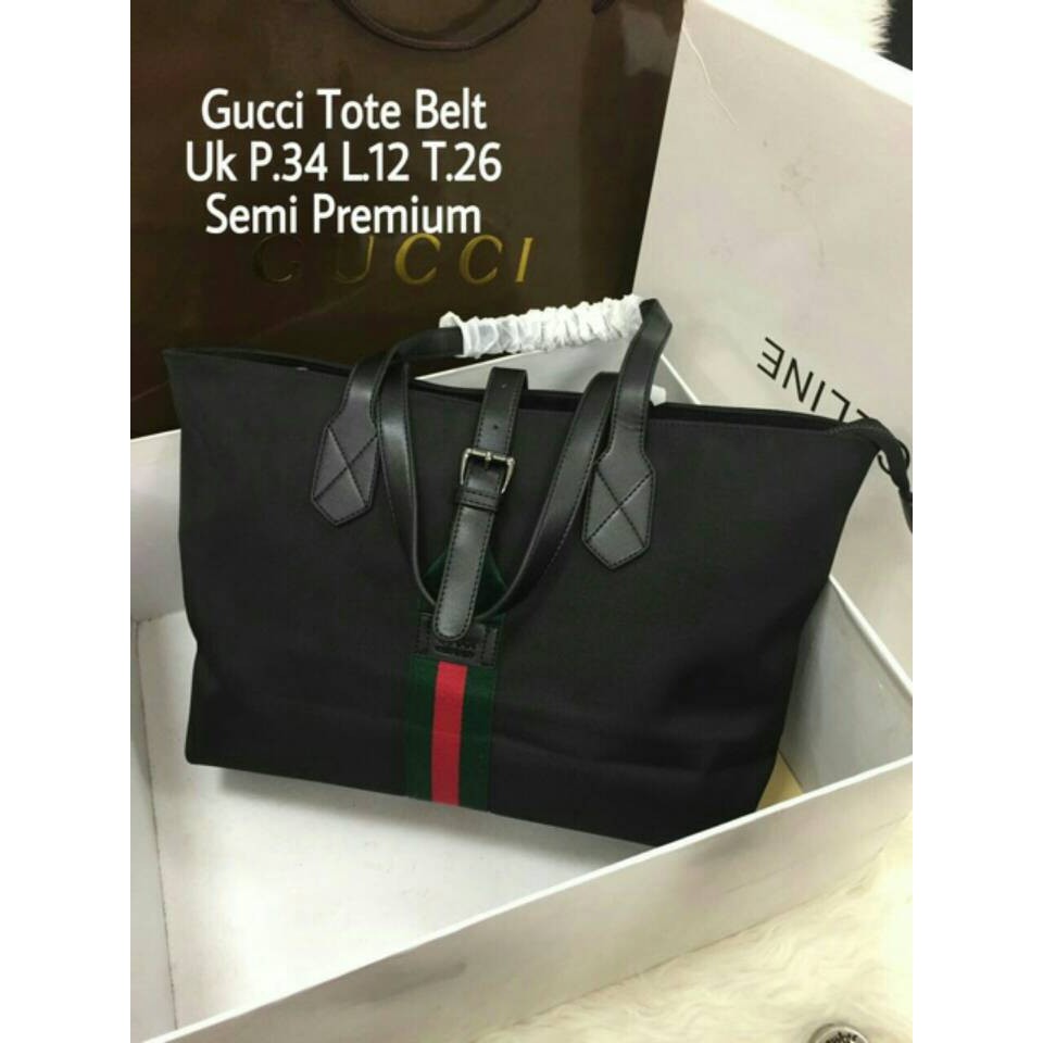 TAS GUCCI TOTE BELT KANVAS SEMI PREMIUM