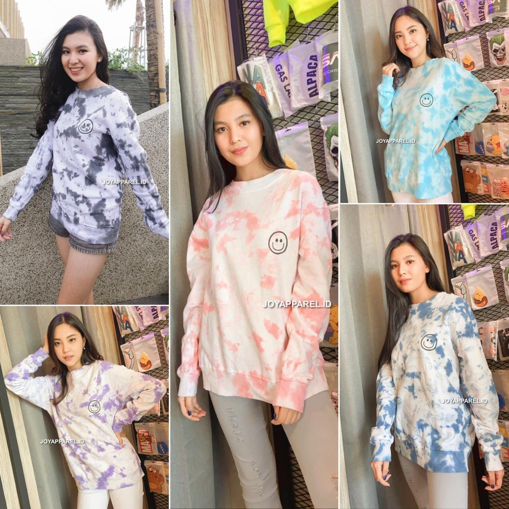 BASIC SWEATER TIE DYE  (CREWNECK) 100% COTTON FLEECE PRIA & WANITA