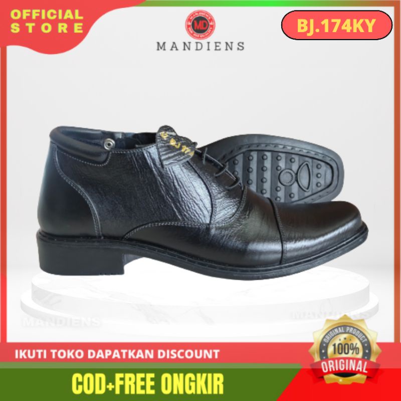 MANDIENS - Sepatu Kulit Sapi Asli Medali BJ174KY Export Quality - PDH TNI POLRI Satpam Security Sepatu Kerja Semi Boot