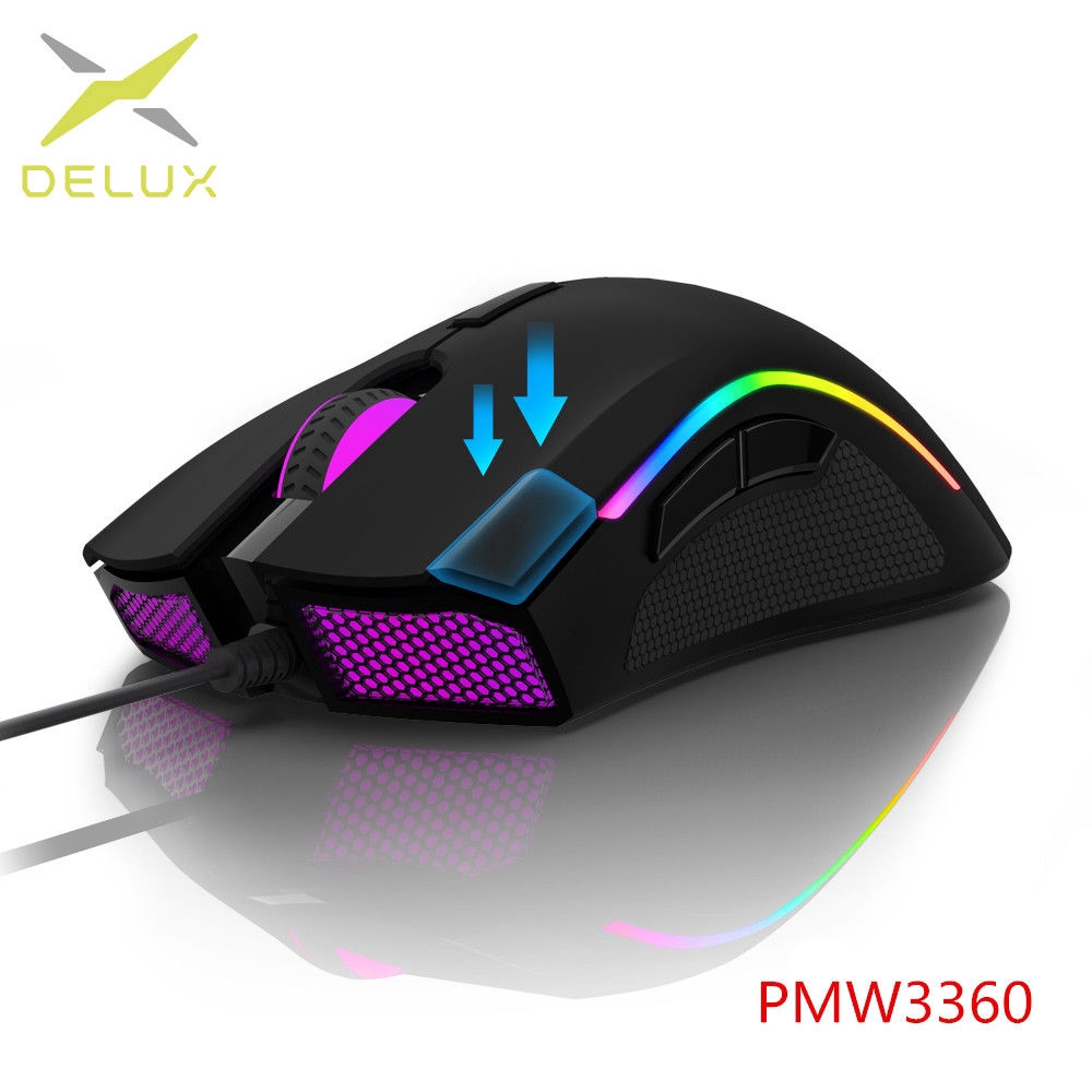 Delux M625 Pmw3360 Mouse Gaming Sensor 12000dpi 7 Tombol Programmable Dengan Backlight Rgb