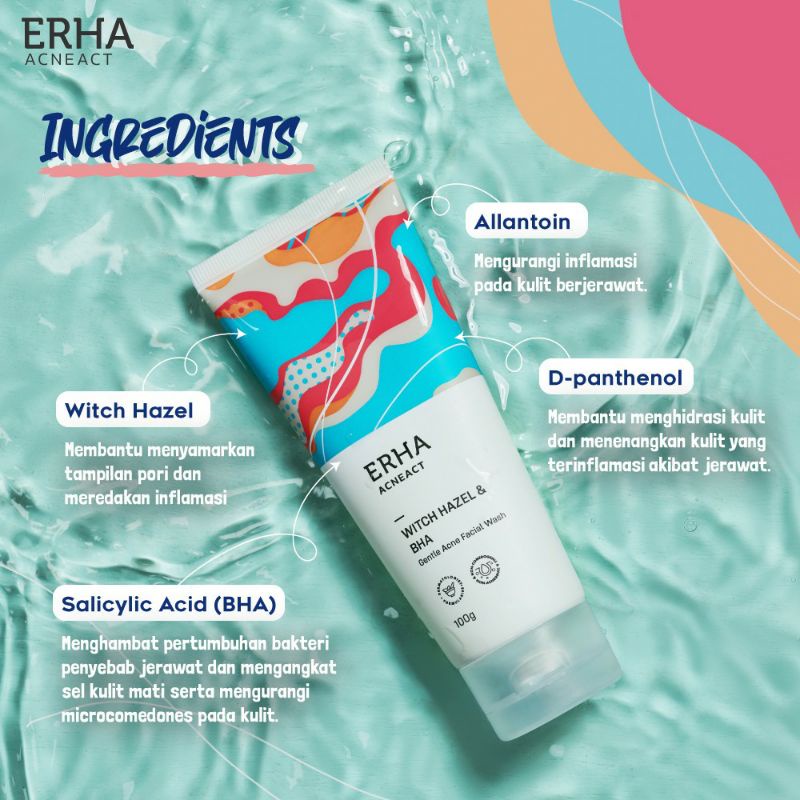 ERHA AnceAct witch hazel &amp; bha gentle acne facial wash / toner zinc