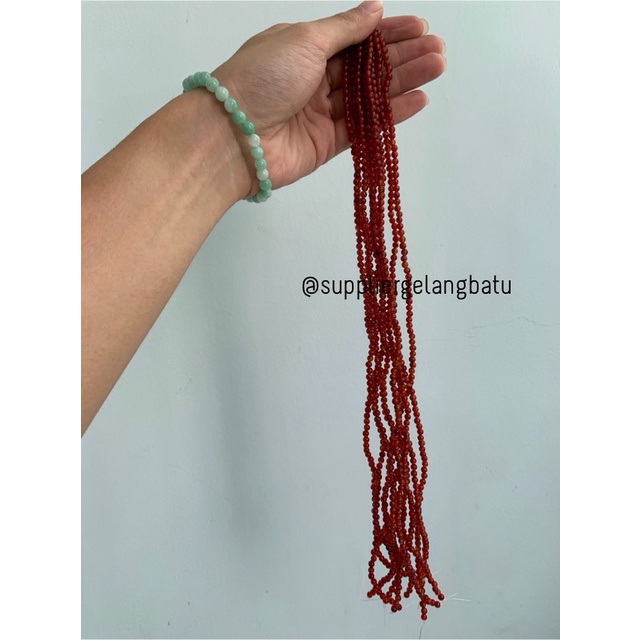 batu manau merah 4mm red garnet carnelian bahan bracelet necklackle