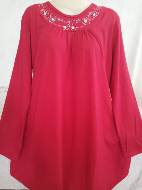 Blouse Mutiara putih 054 mote leher