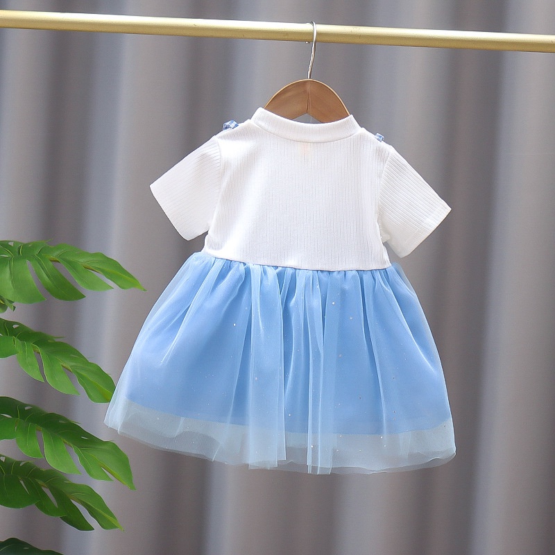 【Baru Datang!!】(0-4Tahun) QZ-73 Dress anak perempuan/Gaun pita besar lengan puff Fashion Anak Impor