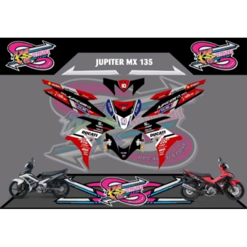 STICKER DECAL JUPITER MX 135 DUCATI BLACK