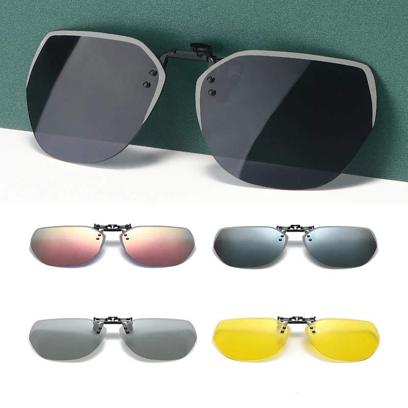 Kacamata Polarized Uv400 Pelindung Lensa Poligonal Model Klip On Untuk Pria Dan Wanita