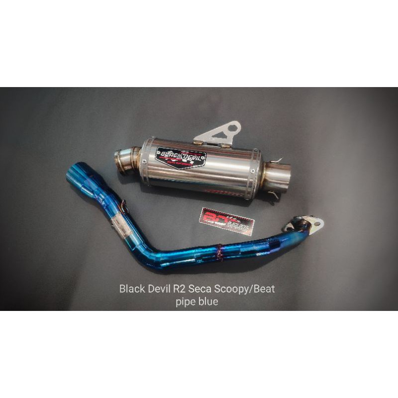 Knalpot Black Devil Scoopy Beat Mio header blue