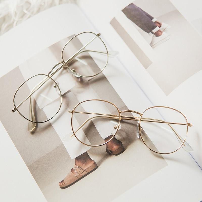 Kacamata Oval Korea Retro Pria dan Wanita Metal Frame Eyeglasses