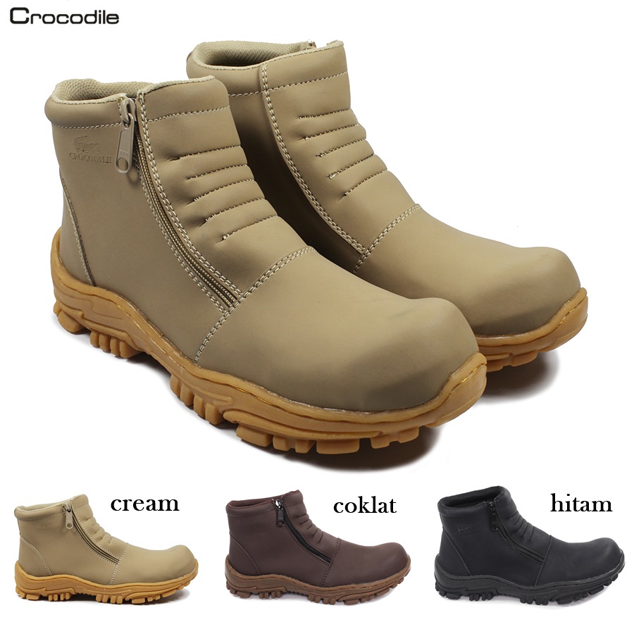 Sepatu Pria Safety Boots Strut King Shoes Ujung Besi Kulit Sintetis Sepatu Kerja