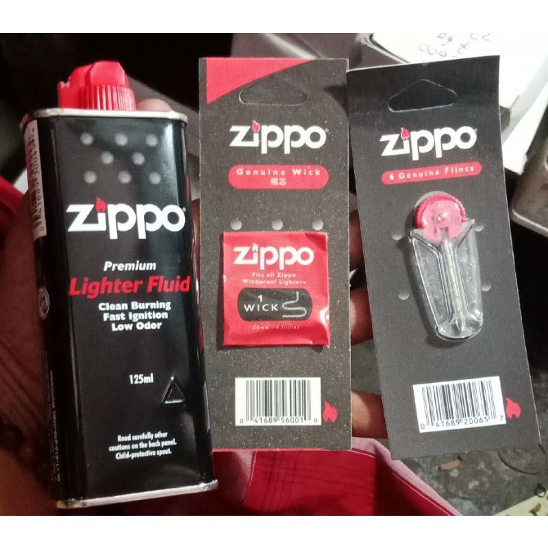 sepaket (minyak zippo+batu korek Zippo+sumbu)