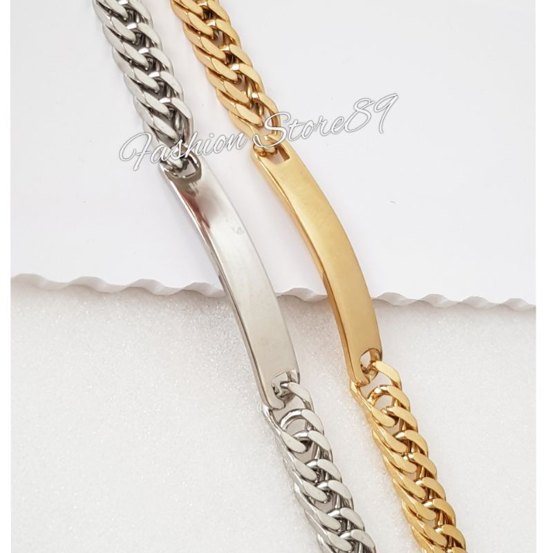 Gelang Rantai Plat Titanium Impor gold silver Premium Bestquality antikarat