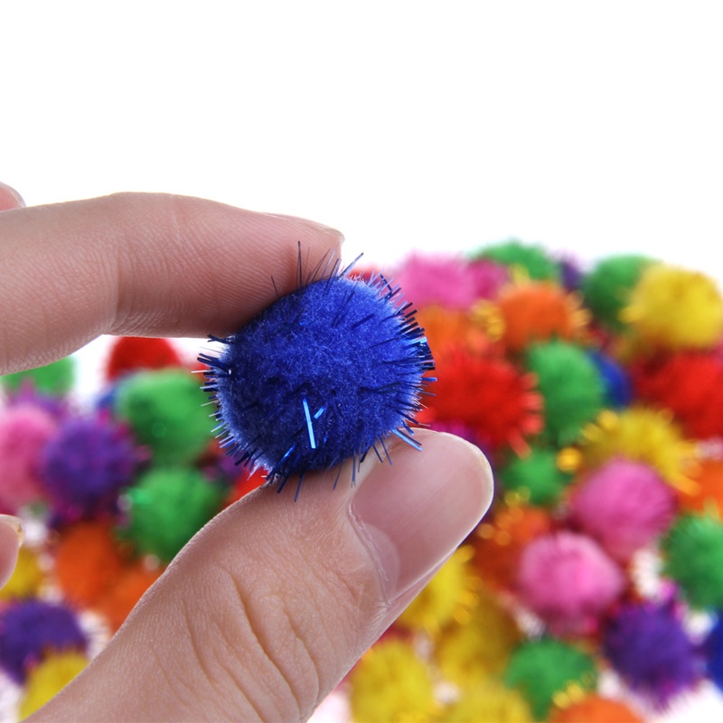 Mary 100Pcs Bola Tinsel Glitter Mini Sparkly Warna-Warni Pom Kecil Untuk Mainan