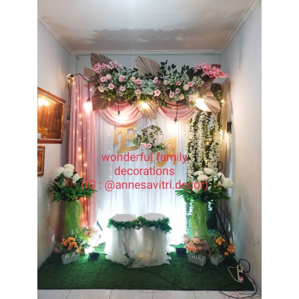 sewa dekorasi backdrop nuansa peach rustic 2 meter