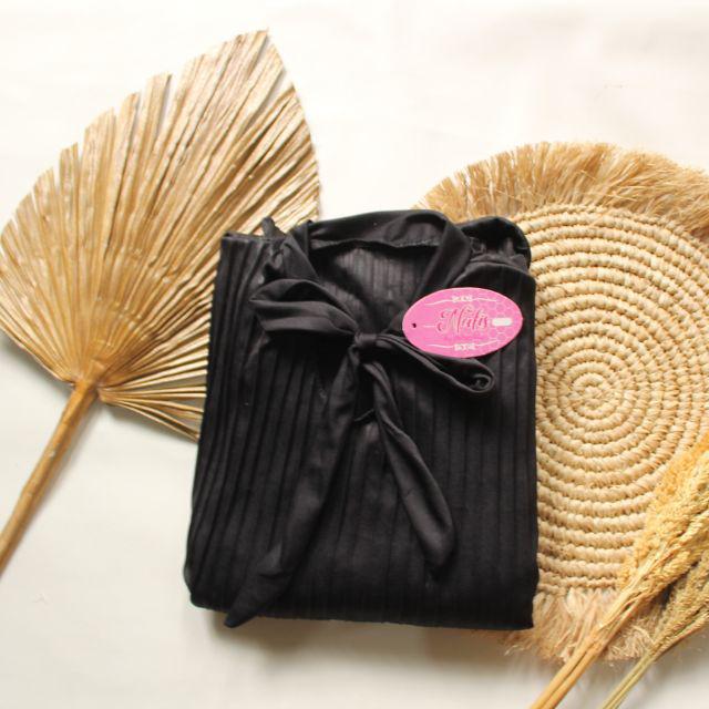GAMIS PLISKET PITA MAYUNG JUMBO/ GAUDI  LONG DRESS PLISKET/ GAMIS DASI-Hitam