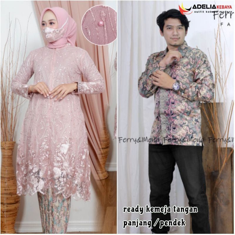 set couple kebaya tunik BUSUI FRIENDLY kebaya modern set couple kebaya-Set couple rosegold