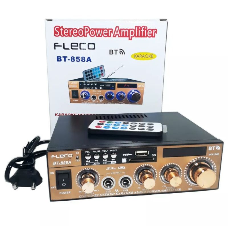 Power Amplifier Fleco BT-858A Original Amplifier Bluetooth Subwoofer Stereo Karaoke Mp3 Player Radio