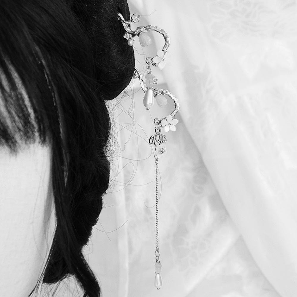 NEEDWAY Women Hair Sticks Hiasan Kepala Hiasan Kepala Mutiara Pengantin Untuk Perempuan Bunga Pendent Chinese Hair Fork