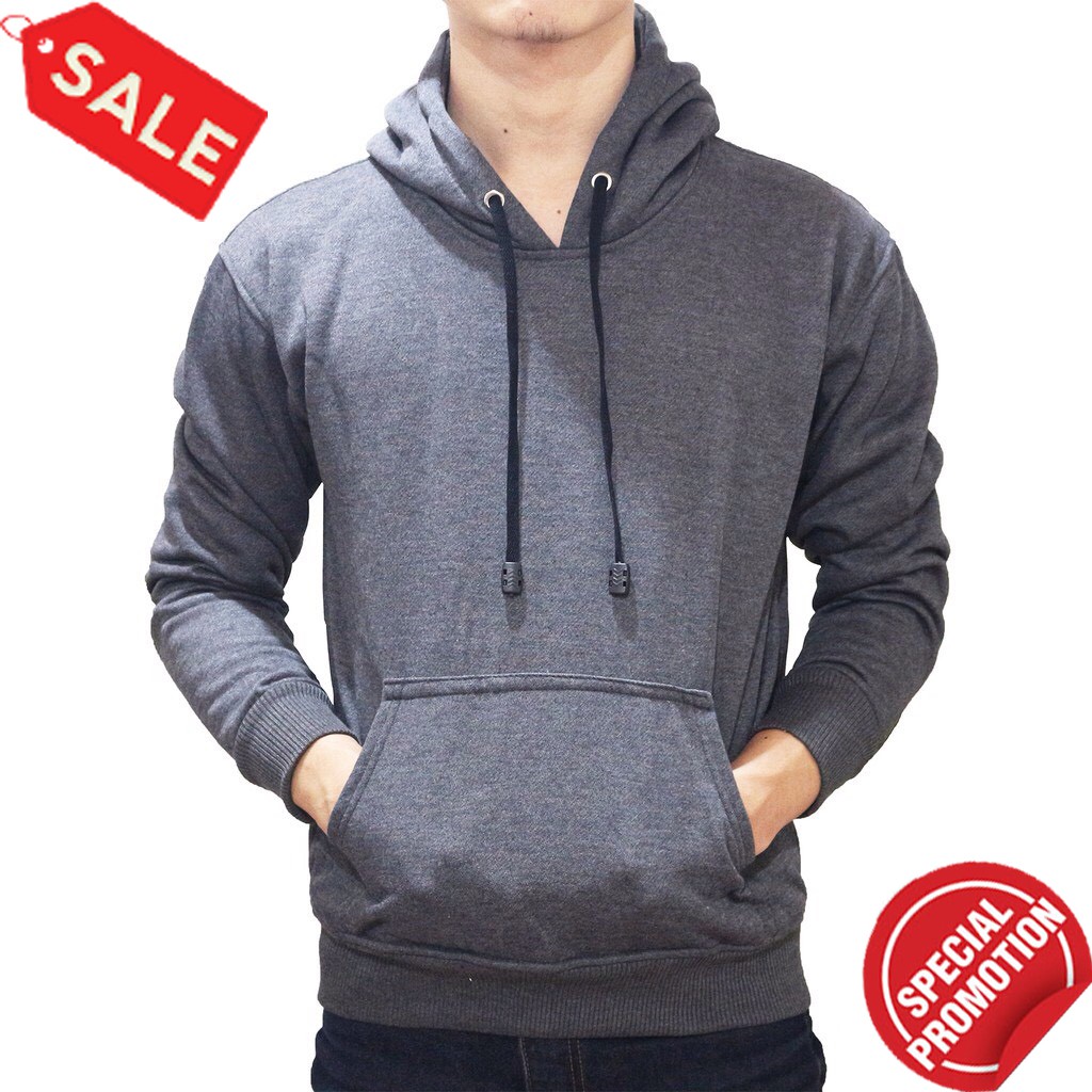 jaket hoodie abu abu polos