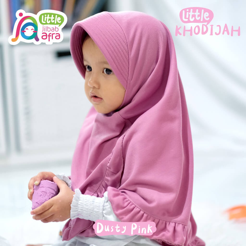 Jilbab Instan Anak Little Khodijah Dusty Pink - Little Jilbab Afra - Bahan Kaos, Adem &amp; Lembut