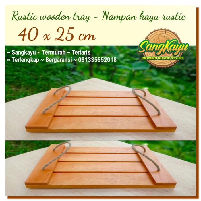 Nampan nampan kayu rustic wooden tray 40x25cm nampan saji kayu unik