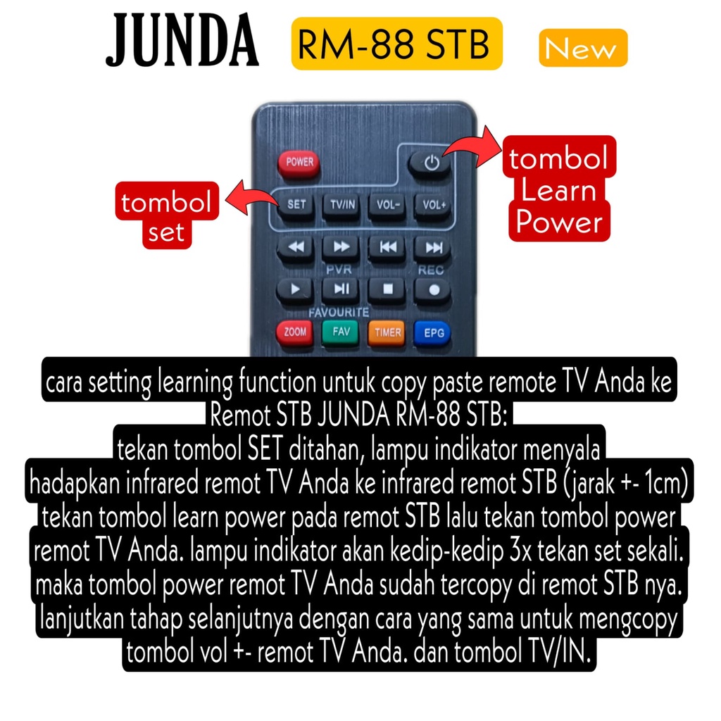 Remot Universal STB JUNDA RM-88 new bisa Pairing Remot TV