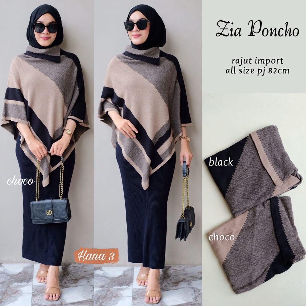 Baju Rajut Import Wanita Zia Poncho Original Hana All Size