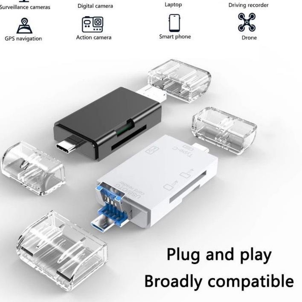 OTG Card Reader 6 in 1 Support USB 3.1 Type C / USB 2.0 / SD Card / Micro SD / Micro USB / USB Port AH011 - XOBOX