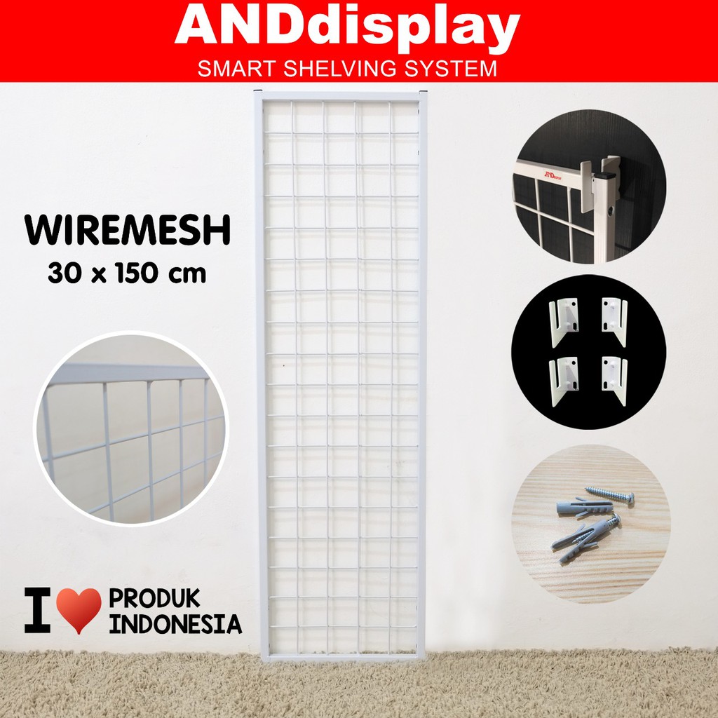 WIREMESH 30 X 150 CM PLUS H-5 WALL RAM DISLPAY CANTOLAN DINDING