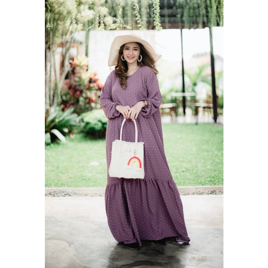 Phika Gamis Wanita Crinkle Uragiri Premium Dress Wanita Lengan Panjang Karet Susun Baju Wanita Muslim Kekinian LD 110 cm