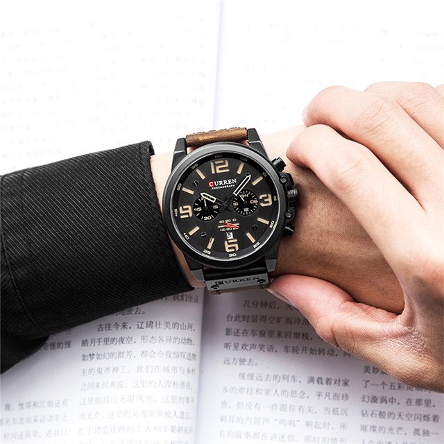 CURREN 8314 ORIGINAL Jam Tangan Pria Chrono Aktif Tali Kulit Watchkite